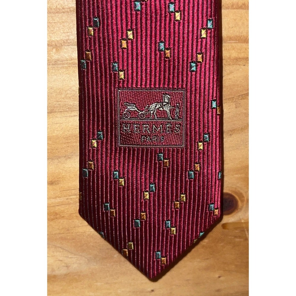 Hermes - Paris Neck Tie Men Red‎ Genuine Authenticated Wedding Business Money